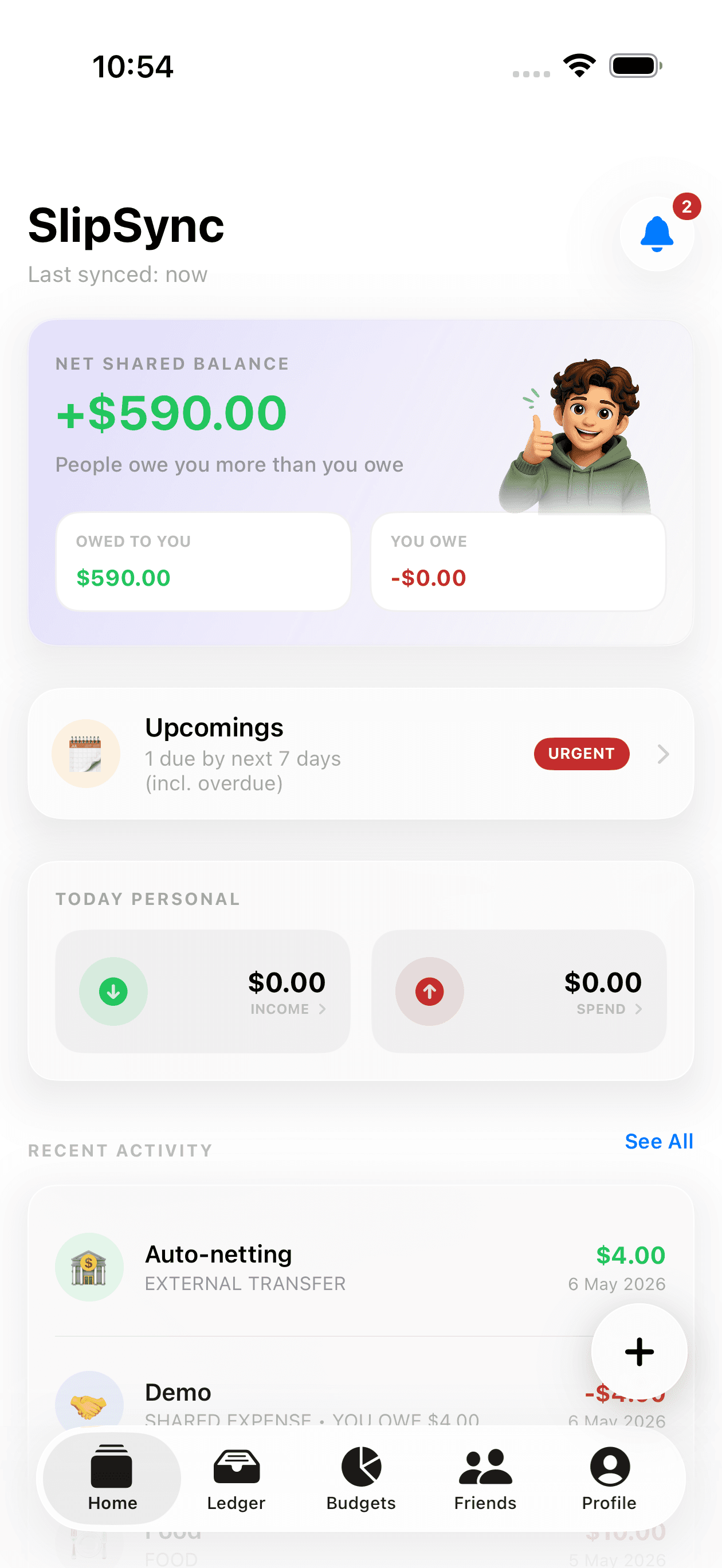 SlipSync Home dashboard preview