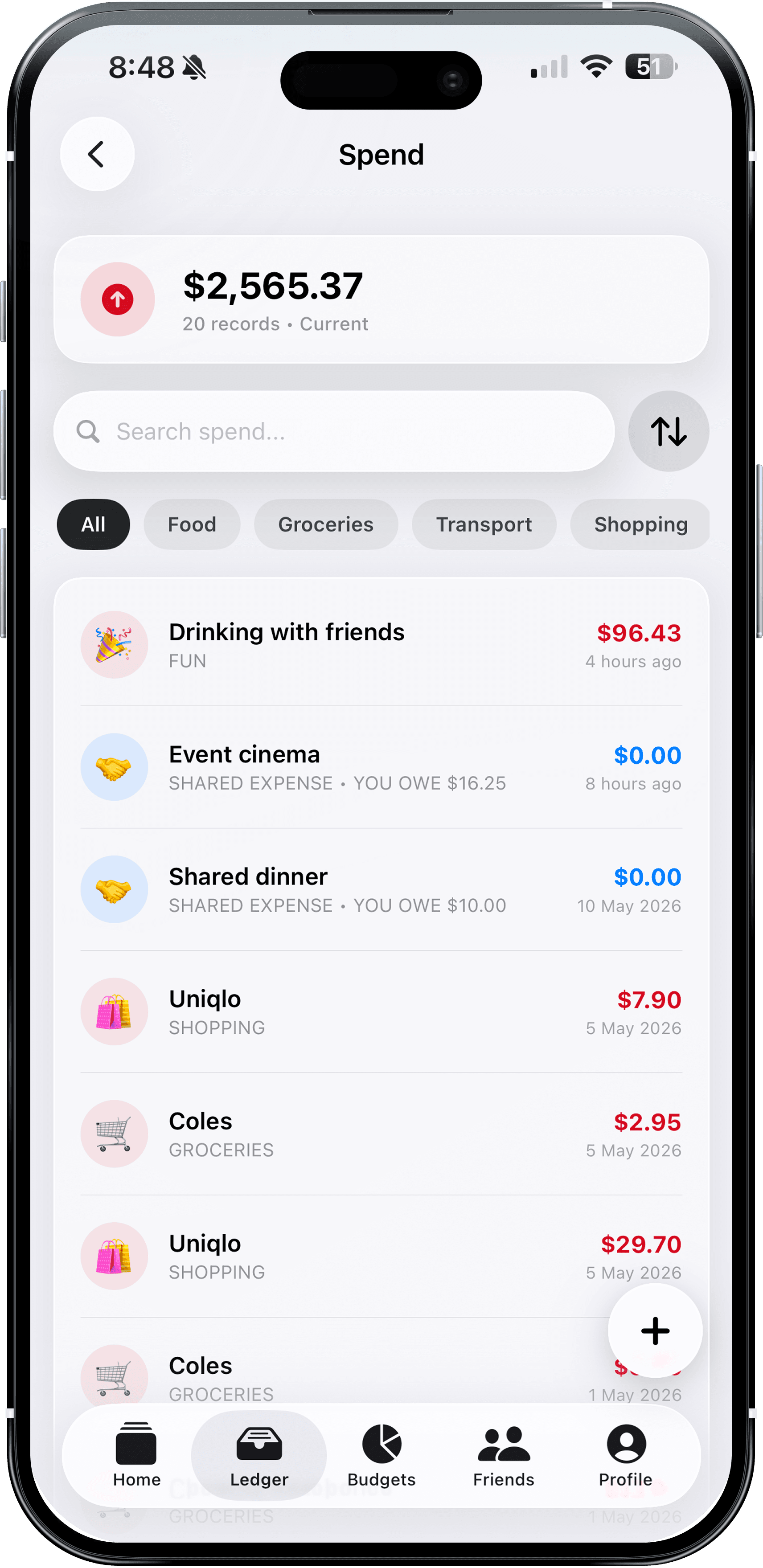 Searchable Transaction Timeline